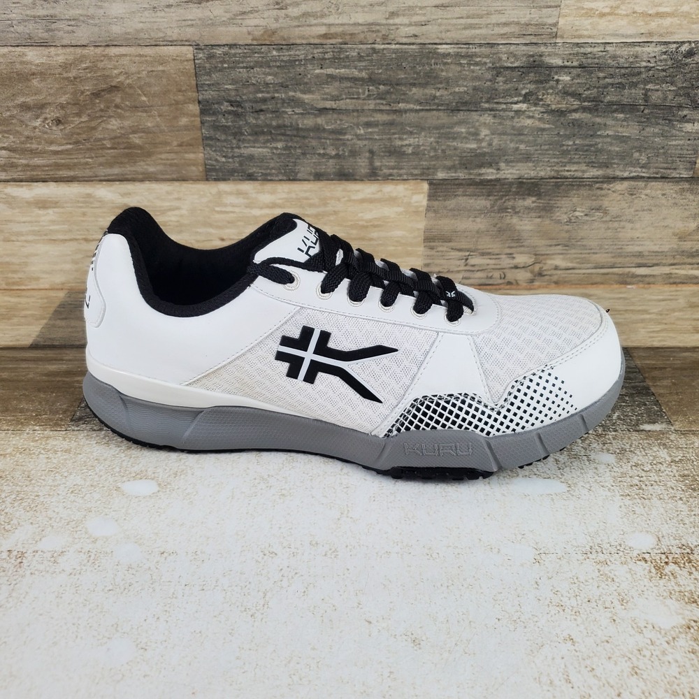 KURU Quantum 2 Mens Walking Shoes Sz 8.5 Black White Lace Up Mesh Sneakers